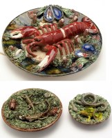 Lot 311 - A Palissy style plate, probably Portuguese,...