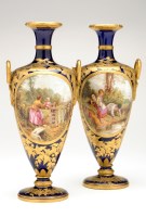 Lot 318 - Royal Worcester: a pair of blue ground...