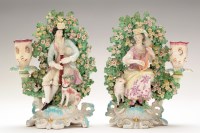Lot 332 - A pair of 18th Century Derby bocage figures as...