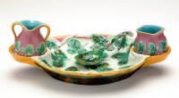 Lot 351 - A George Jones Majolica strawberry tray,...