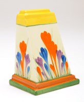 Lot 369 - Clarice Cliff: a bookend, painted in 'Crocus'...