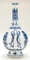 Lot 394 - A blue and white footed pear-shaped vase,...