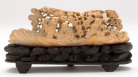 Lot 396 - An ivory model of a raft, probably 18th...
