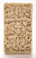 Lot 402 - A carved Cantonese ivory card case, mid 19th...