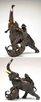 Lot 415 - A Japanese bronze group of two tigers...