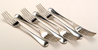 Lot 449 - Six George VI table forks, by James Dixon &...