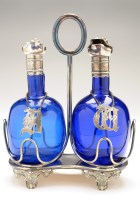 Lot 495 - A pair of Victorian blue glass and...