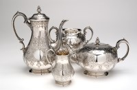 Lot 497 - A Victorian four-piece tea and coffee service,...