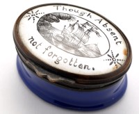 Lot 550 - A blue enamel snuff box, probably Bilston,...