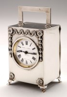 Lot 570 - A George V silver cased carriage clock, by...