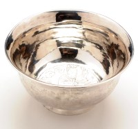 Lot 593 - A Chinese white metal bowl, circular tapered...