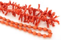 Lot 651 - A coral bead necklace, made up of alternate...