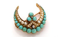 Lot 687 - A Victorian seed pearl, turquoise and diamond...