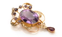 Lot 730 - An Edwardian amethyst and seed pearl...