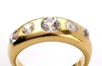 Lot 767 - A five stone diamond ring, c.1882, the...