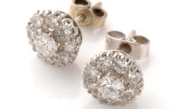 Lot 835 - A pair diamond stud earrings, each of cluster...