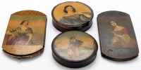 Lot 981 - Two circular painted lacquered snuff boxes,...