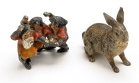 Lot 1032 - A Viennese cold painted bronze rabbit figure,...