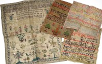 Lot 1047 - Four late 18th/early 19th Century needlework...