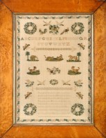 Lot 1064 - A mid 19th Century needlework sampler,...