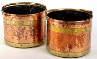 Lot 1068 - A pair of 19th Century brass-bound copper coal...