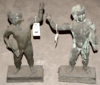 Lot 1081 - A pair of cast metal fountain ornaments of two...