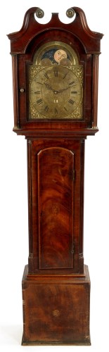 Lot 1122 - A mahogany longcase clock, the brass roman...
