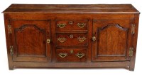 Lot 1155 - A mid 18th Century oak dresser, fitted three...