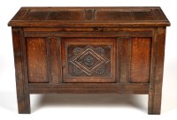 Lot 1158 - An 18th Century and later oak coffer, the...