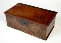 Lot 1161 - An 18th Century oak bible box, the rectangular...