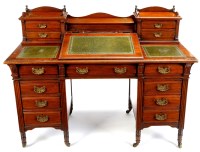 Lot 1247 - A Victorian walnut pedestal desk, the raised...