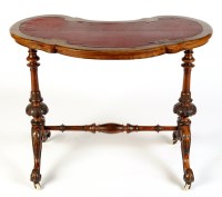 Lot 1248 - A Victorian walnut kidney-shaped writing table,...