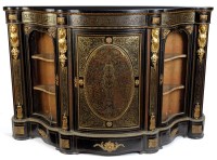 Lot 1273 - A Victorian ebonised credenza with serpentine...