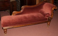 Lot 1285 - A Victorian rosewood chaise longue, the back...