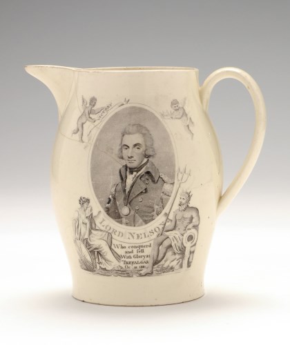 Lot 24 - Creamware transfer printed 'Nelson and...