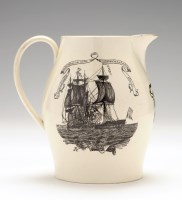 Lot 38 - Creamware transfer printed jug, with ''The...