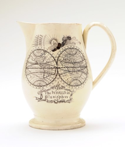Lot 54 - Creamware transfer printed jug, with ''The...