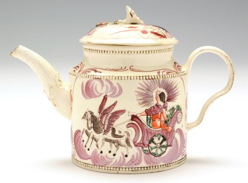 Lot 56 - Creamware teapot, of 'Greatbatch' type,...