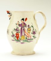 Lot 57 - Creamware enamel painted jug, with decorative...