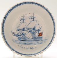Lot 88 - Delftware blue and white 'Marine' bowl,...