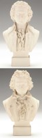 Lot 113 - Two Parian ware busts of Beethoven and Mozart,...