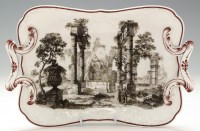 Lot 119 - Porcelain transfer printed two-handled dish,...