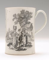 Lot 124 - Large Worcester printed mug, with milkmaids,...