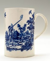 Lot 125 - Blue and white printed 'Shooting' mug, with...