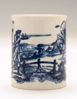 Lot 127 - Worcester blue and white printed 'Shooting'...