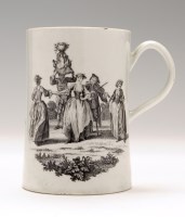 Lot 132 - Large Worcester printed mug, with rural scenes...