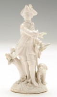 Lot 141 - Bow white figure of a huntsman, holding pistol...