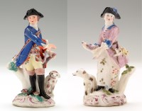 Lot 143 - Near pair of Bow figures of huntsman and...