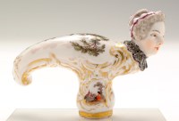 Lot 162 - German porcelain cane handle, with Frauenkopf...