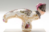Lot 163 - German porcelain cane handle, with Frauenkopf...
